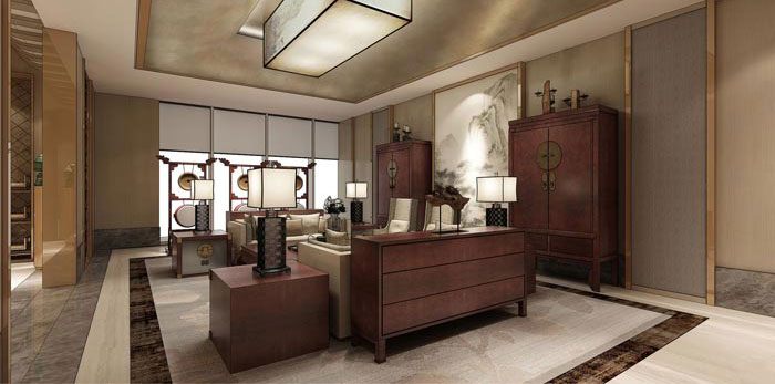 中式辦公空間裝修設計效果圖