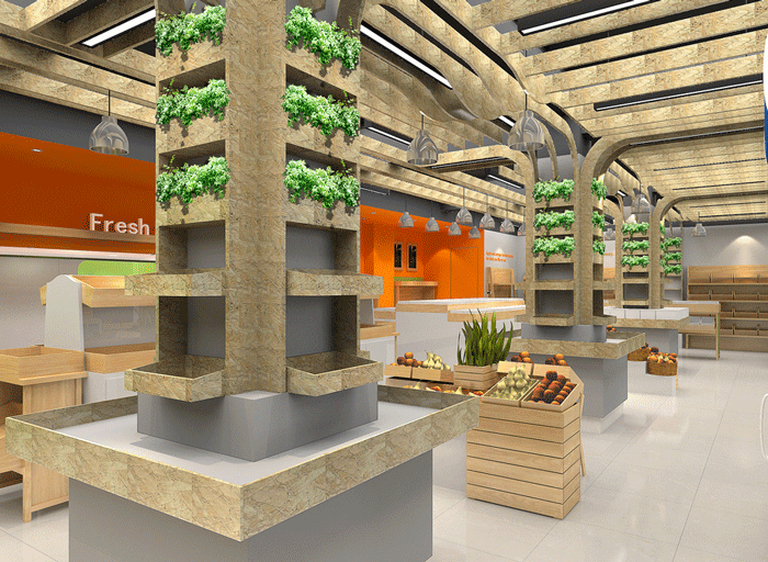 200平方米水果店整體區域裝修設計案例效果圖