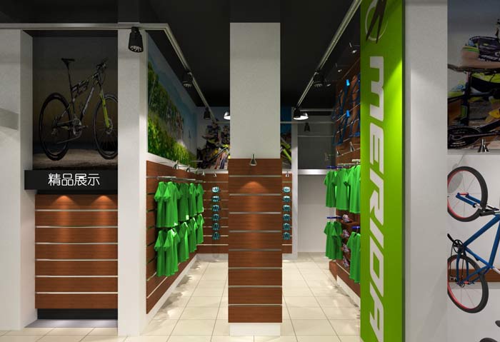 潮流、時尚自行車店精品展示區域裝修設計案例效果圖