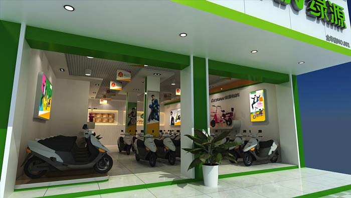 綠源電動車店鋪、店面門面裝修設計案例效果圖