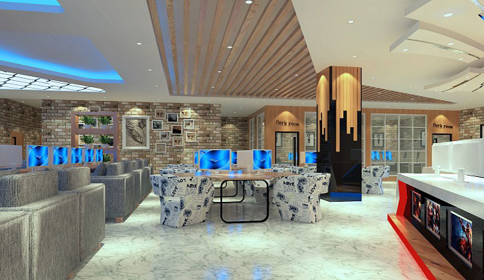 杭州網(wǎng)咖對戰(zhàn)A區(qū)域裝修設(shè)計效果圖