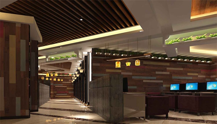 原味休閑風格網(wǎng)咖走廊設(shè)計效果圖