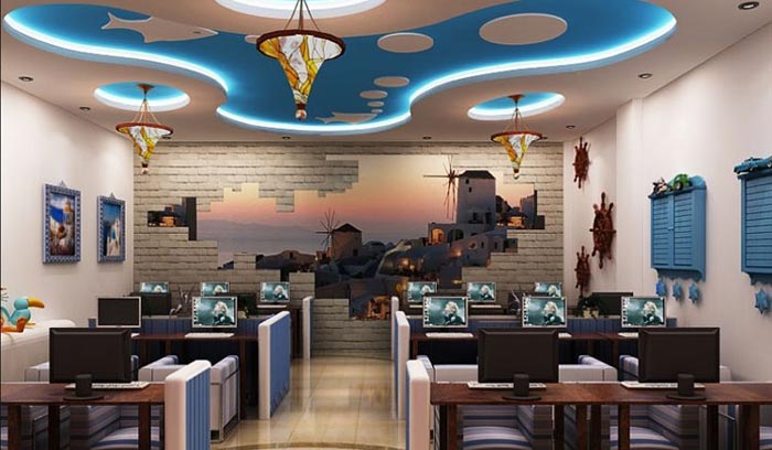 地中海風格網咖包廂裝修設計案例效果圖