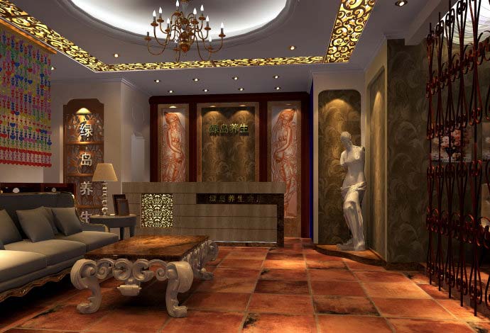 綠島養生美容院前臺裝修設計案例效果圖