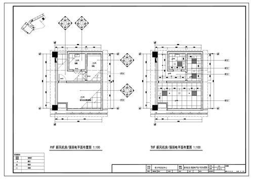青少年活動中心深化設計施工圖新風機房/強弱電平面/吊頂布置圖
