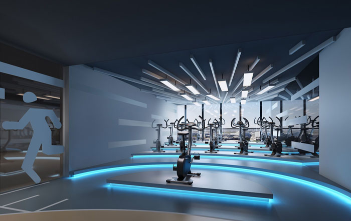 1000平方健身會所過道區域裝修設計案例效果圖