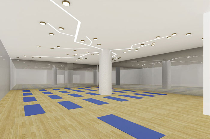 放松身心的健身會所瑜伽區(qū)域裝修設(shè)計案例效果圖