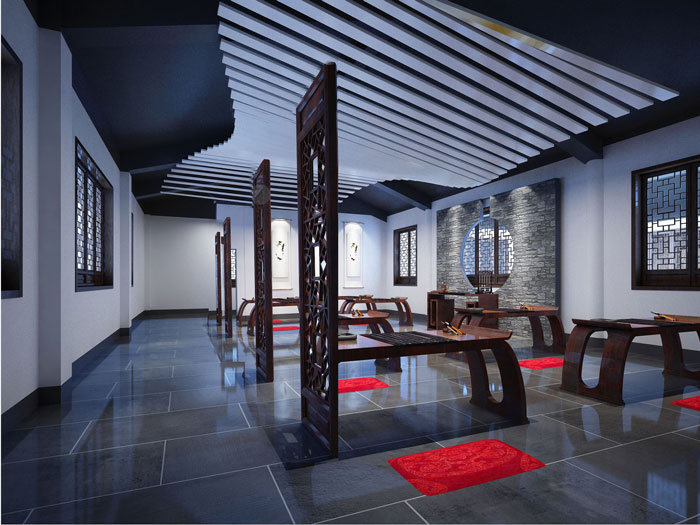 國學館展廳教學區裝修設計案例效果圖