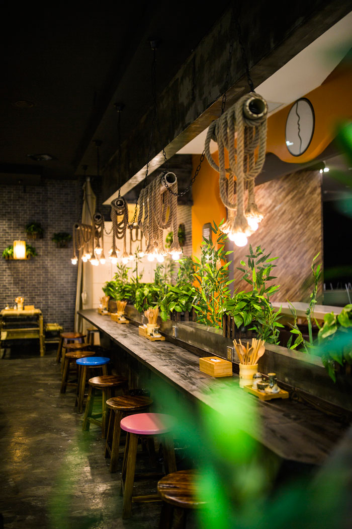 100平方中餐廳吧臺混搭風格裝修設計方案效果圖