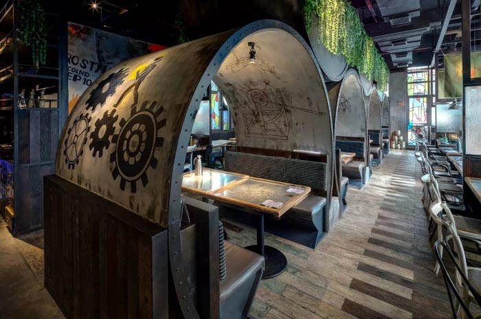 復古餐廳創意區域裝修設計案例效果圖