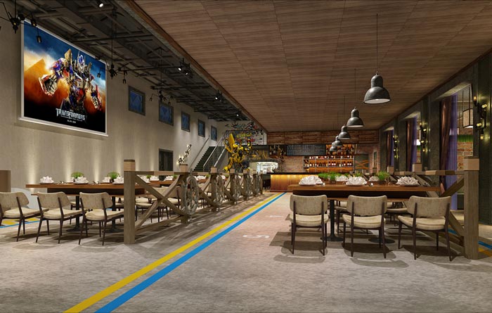 工業主題餐廳過道裝修設計效果圖