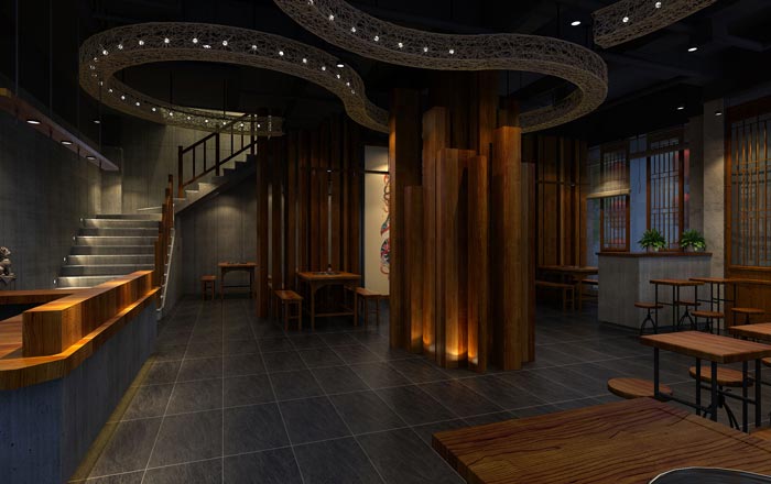 返璞歸真、回歸自然的健康飲食餐廳前臺設計案例效果圖