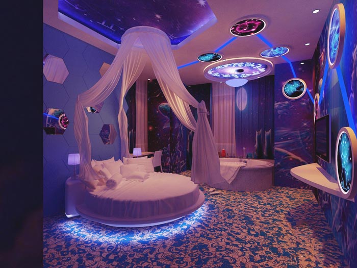 主題情侶酒店星座客房裝修設計案例效果圖