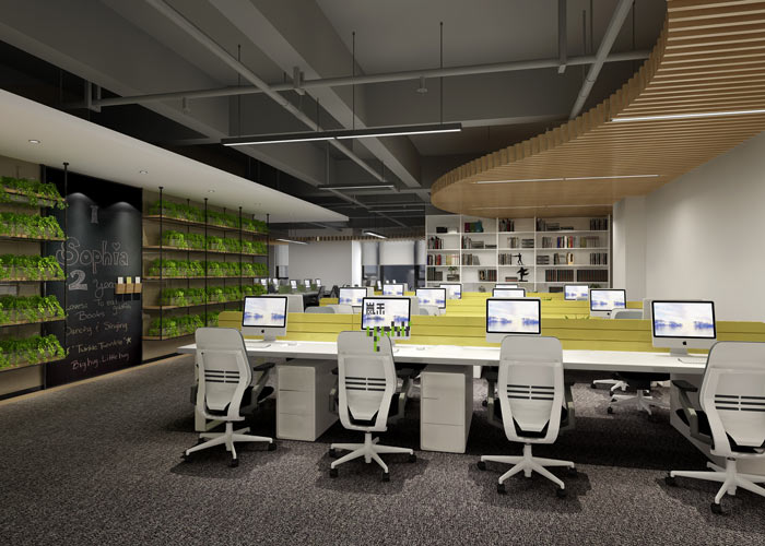 互聯網媒體辦公室辦公區域裝修設計案例效果圖