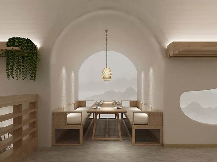 窯洞主題餐廳窗戶裝修設計效果圖