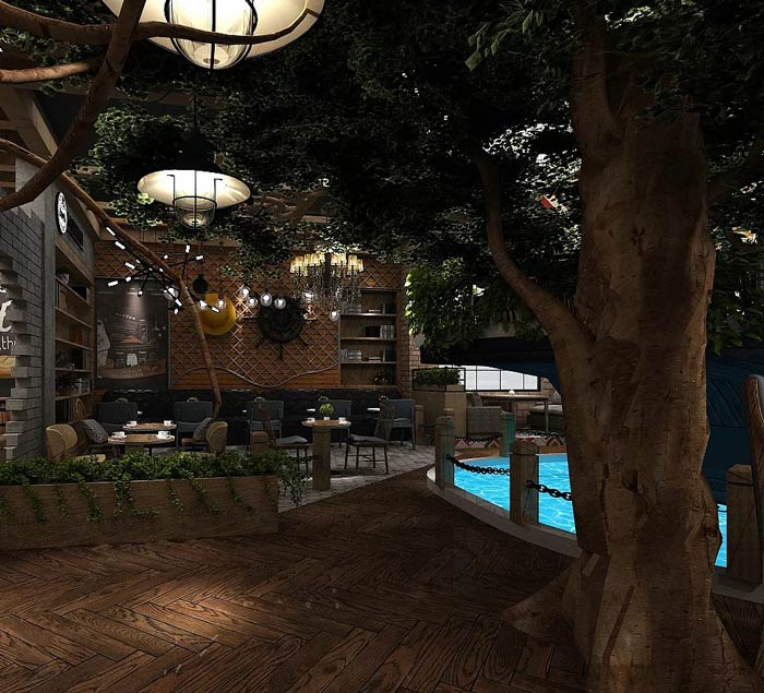 海賊王主題餐廳餐區裝修設計效果圖