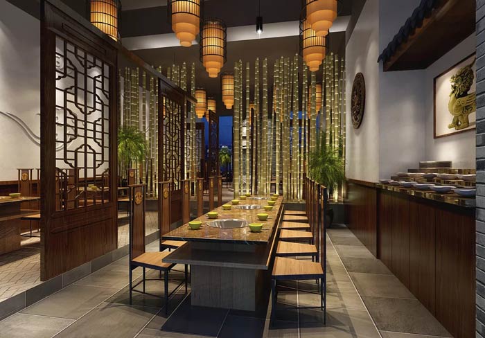 火鍋店聚餐區設計效果圖