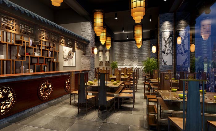 火鍋店就餐區設計效果圖