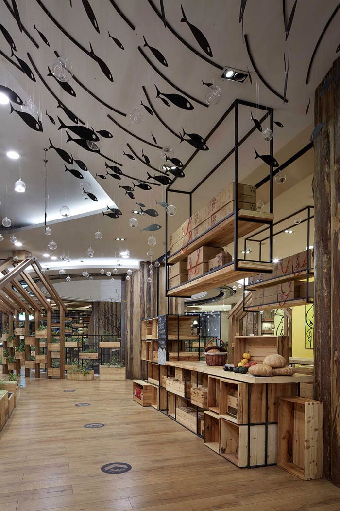 特色生態餐廳入口過道裝修設計效果圖