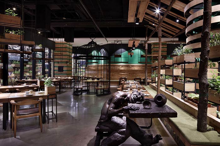 特色生態餐廳餐區裝修設計效果圖