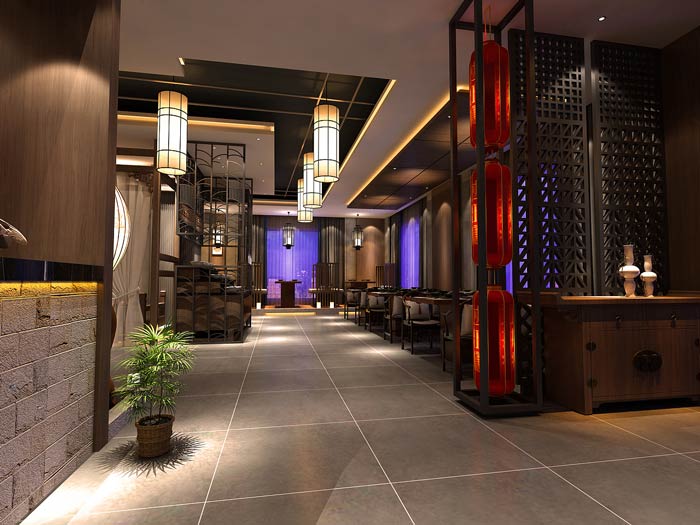 新中式火鍋店就餐區(qū)裝修設計效果圖