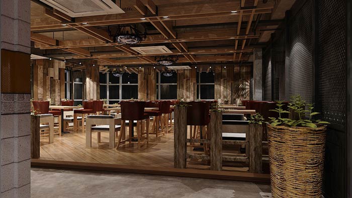 咖啡館二樓學(xué)習(xí)區(qū)裝修設(shè)計效果圖