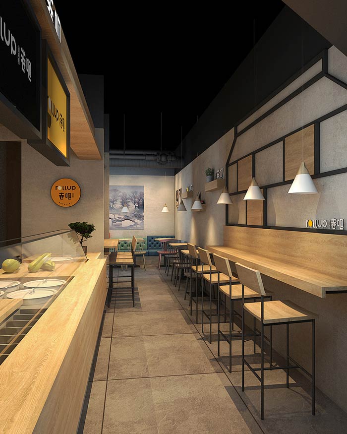 飲品小吃店吧臺裝修設(shè)計效果圖