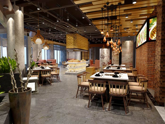 景區私家菜館餐區裝修設計效果圖