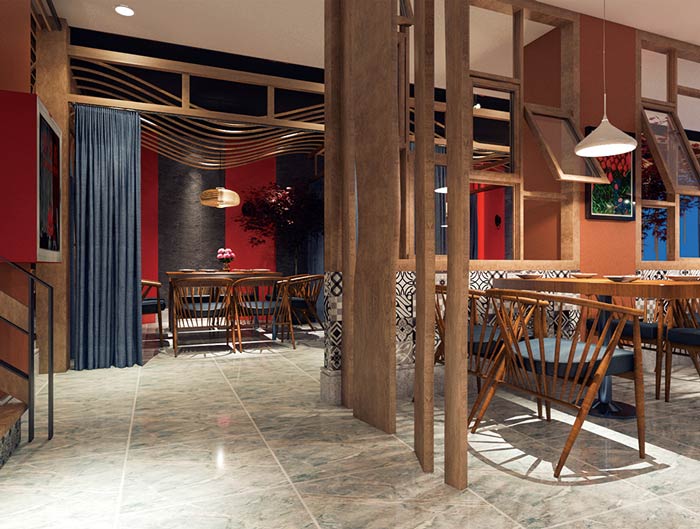 私房菜餐廳布藝窗簾裝修設計效果圖