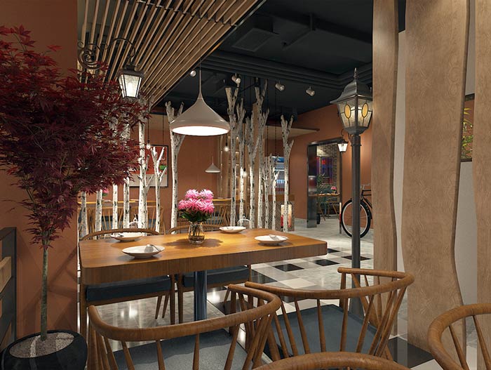 私房菜餐廳局部餐區裝修設計效果圖