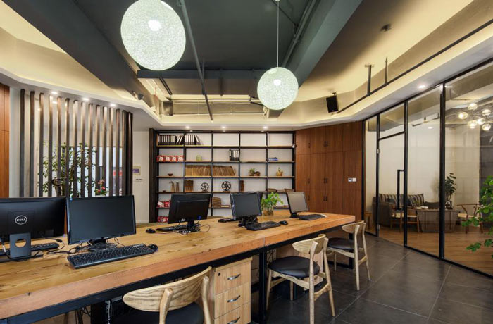 進(jìn)出口貿(mào)易公司辦公室展示架裝修設(shè)計效果圖