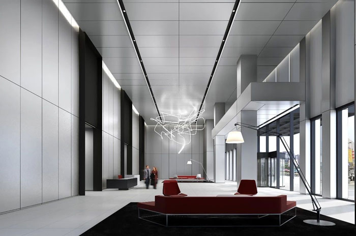 企業總部辦公樓前臺裝修設計效果圖