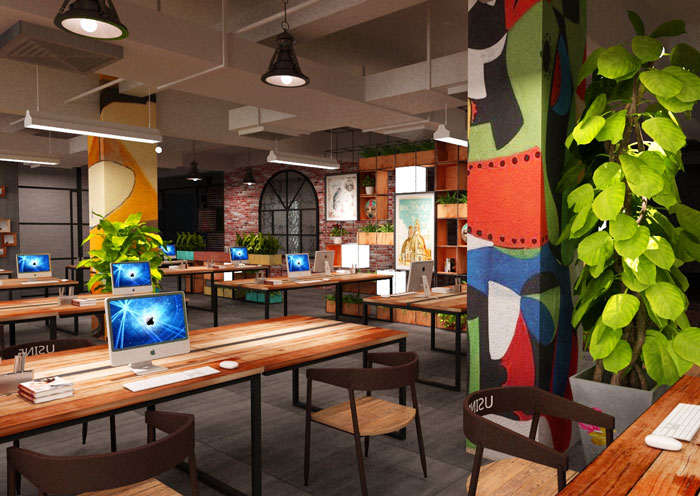 服飾公司辦公室辦公區(qū)裝修設計效果圖