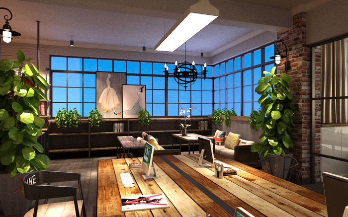 服飾公司辦公室辦公區(qū)裝修設計效果圖