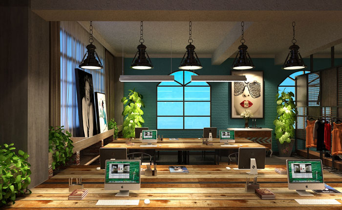服飾公司辦公室辦公區(qū)裝修設計效果圖