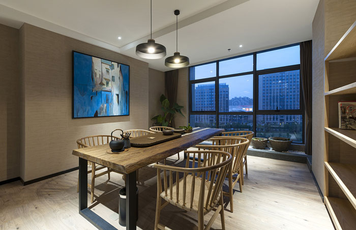 新中式辦公室茶室裝修設計效果圖