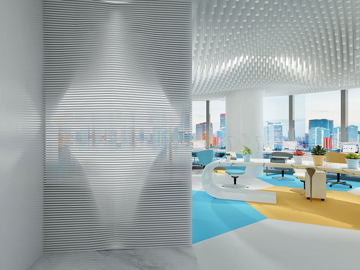 集團辦公室辦公區(qū)裝修設計效果圖