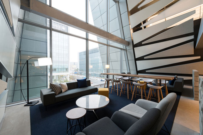 塑料材料公司辦公室接待區裝修設計效果圖