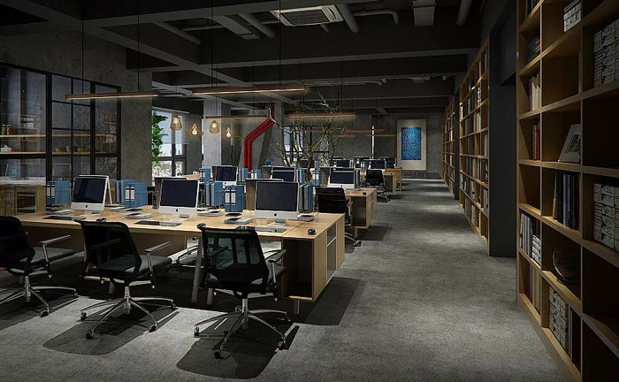 復古辦公室辦公區裝修設計效果圖