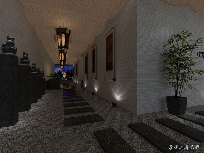 中式辦公室過(guò)道裝修設(shè)計(jì)效果圖