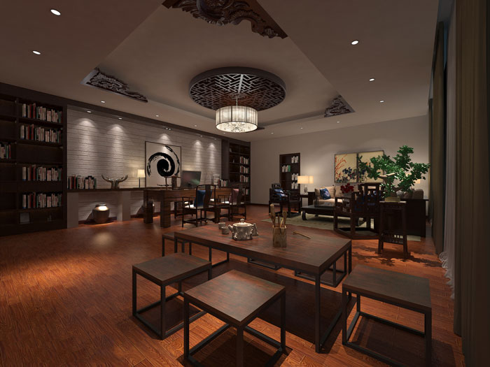 中式董事長(zhǎng)辦公室裝修設(shè)計(jì)效果圖