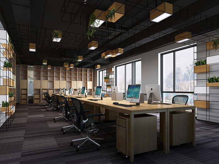 新中式禪意辦公室辦公區裝修效果圖