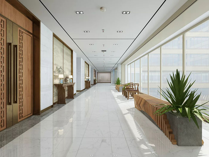 新中式辦公室過道裝修設(shè)計效果圖