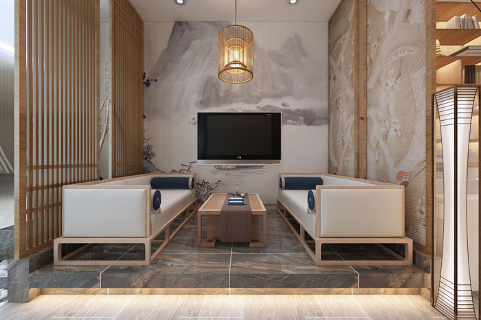 中式辦公室接待區(qū)設計方案