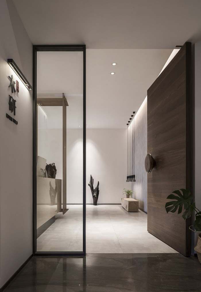 新中式風格辦公室進門區設計效果圖