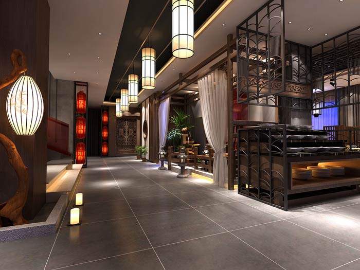 新中式火鍋店裝修設(shè)計(jì)效果圖