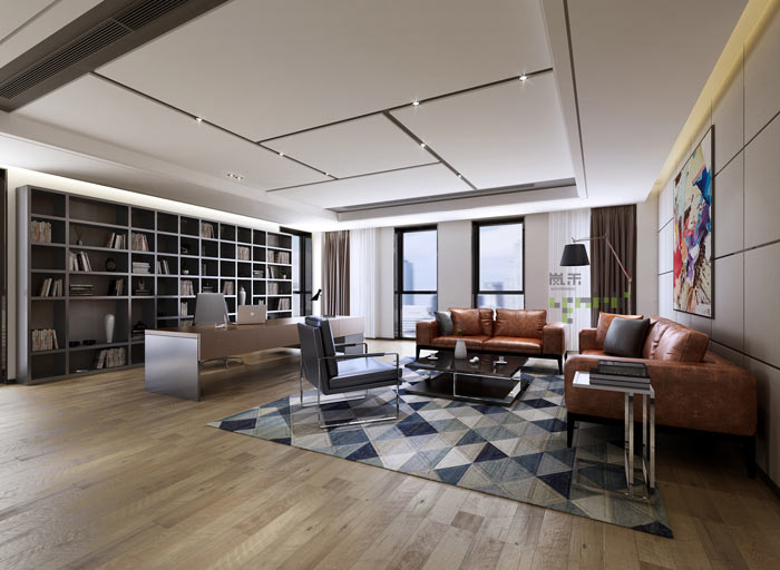 通信科技公司合伙人辦公室裝修設計案例效果圖