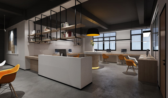 灰色調辦公室辦公區裝修設計效果圖