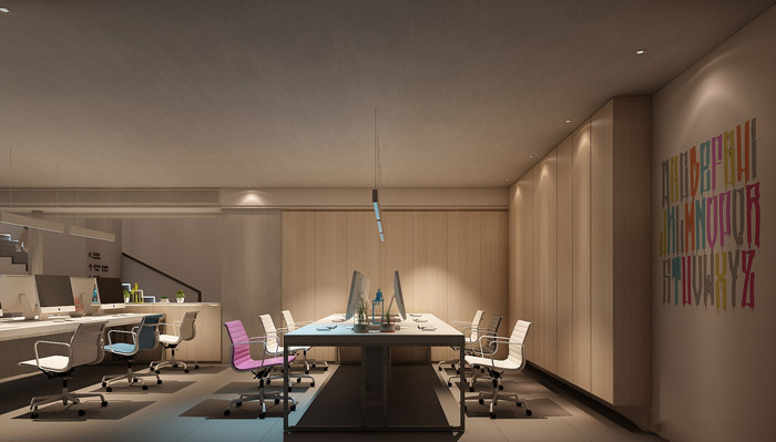 新中式辦公室辦公區設計裝修效果圖