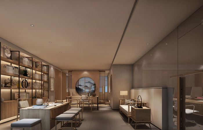 新中式總經理辦公室設計裝修效果圖